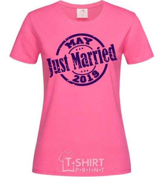 Женская футболка Just Married May 2019 Ярко-розовый фото