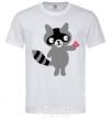 Men's T-Shirt A raccoon and a flower White фото