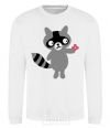 Sweatshirt A raccoon and a flower White фото