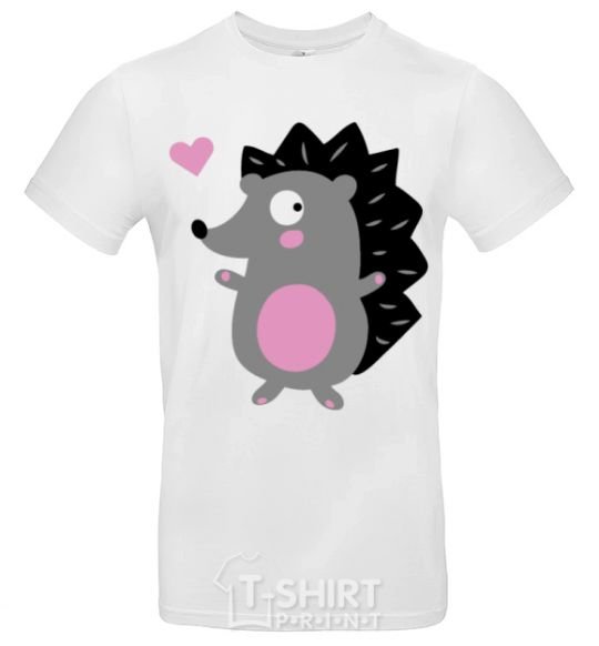 Men's T-Shirt A hedgehog and a heart White фото