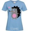 Women's T-shirt A hedgehog and a heart sky-blue фото