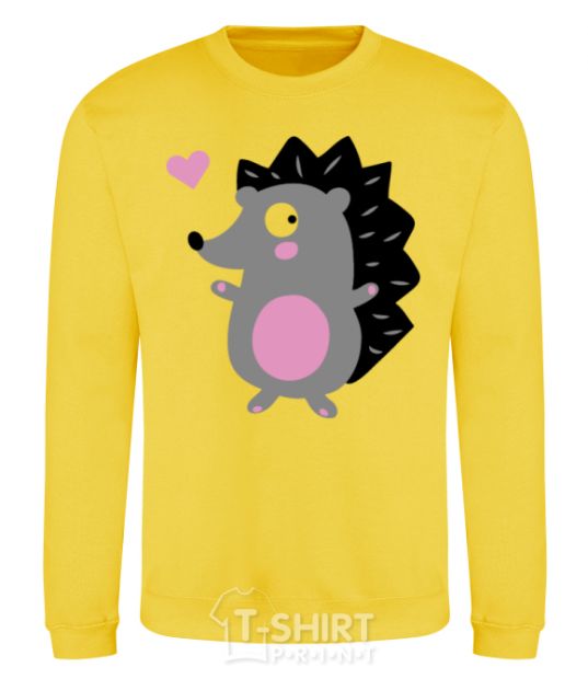 Sweatshirt A hedgehog and a heart yellow фото