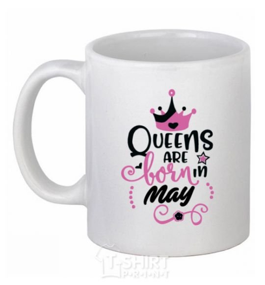 Ceramic mug Queens are born in May White фото