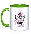 Mug with a colored handle Queens are born in May kelly-green фото