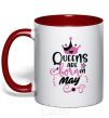 Mug with a colored handle Queens are born in May red фото