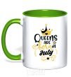 Mug with a colored handle Queens are born in July kelly-green фото