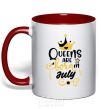 Mug with a colored handle Queens are born in July red фото