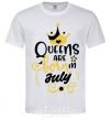 Men's T-Shirt Queens are born in July White фото