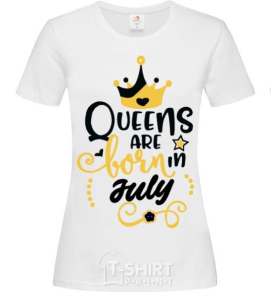 Женская футболка Queens are born in July Белый фото