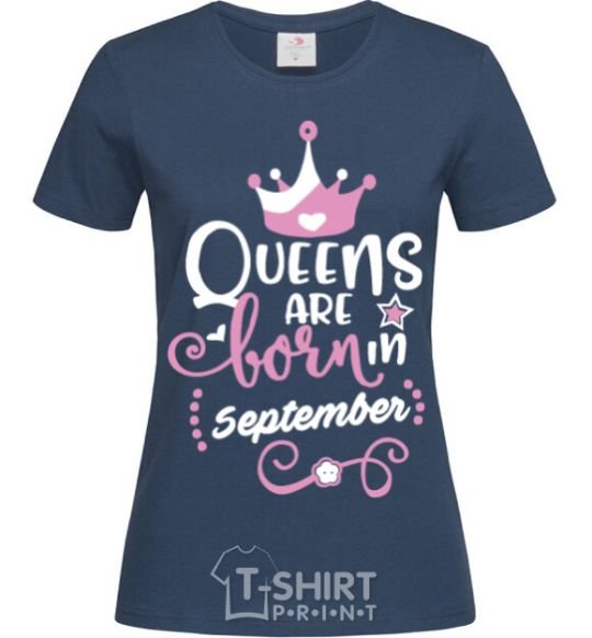 Женская футболка Queens are born in September Темно-синий фото
