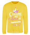 Sweatshirt Queens are born in September yellow фото