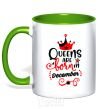 Чашка с цветной ручкой Queens are born in December Зеленый фото