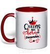 Mug with a colored handle Queens are born in December V.1 red фото