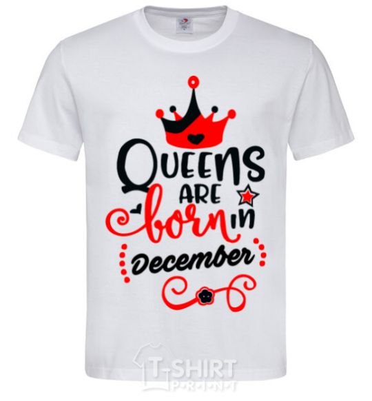 Мужская футболка Queens are born in December Белый фото