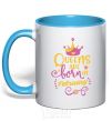 Mug with a colored handle Queens are born in February sky-blue фото