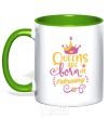 Чашка с цветной ручкой Queens are born in February Зеленый фото