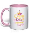 Mug with a colored handle Queens are born in February light-pink фото