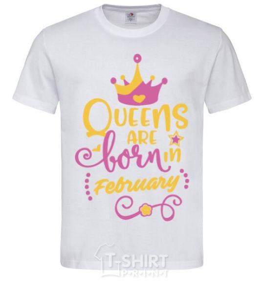 Men's T-Shirt Queens are born in February White фото
