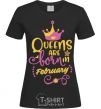 Women's T-shirt Queens are born in February black фото