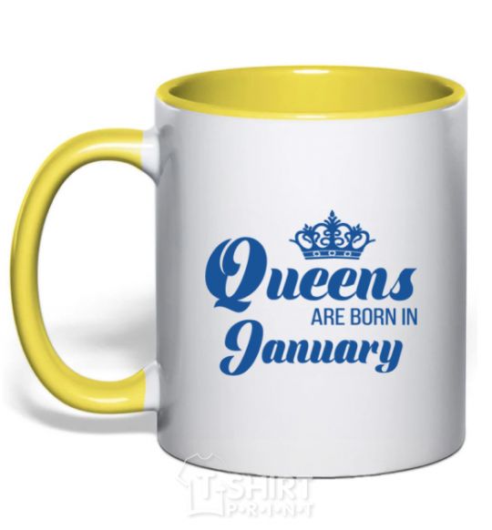 Чашка с цветной ручкой January Queen Солнечно желтый фото