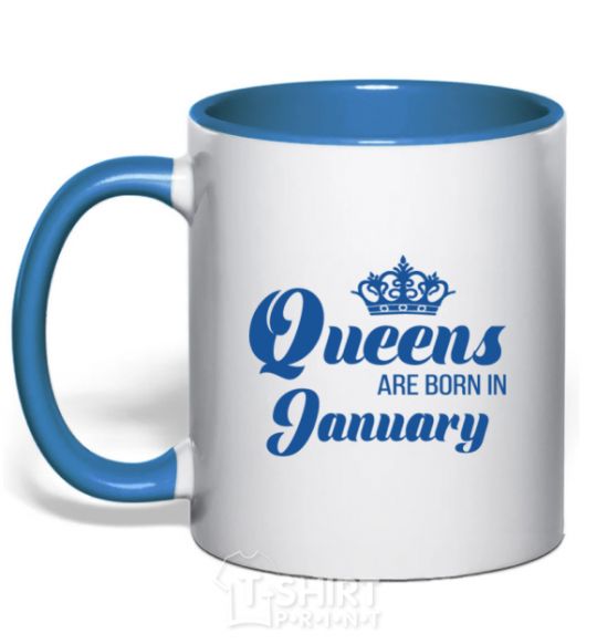 Mug with a colored handle January Queen royal-blue фото