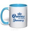 Чашка с цветной ручкой January Queen Голубой фото