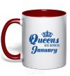 Mug with a colored handle January Queen red фото