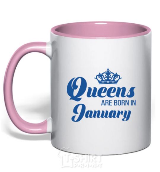 Mug with a colored handle January Queen light-pink фото