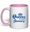 Чашка с цветной ручкой January Queen Нежно розовый фото