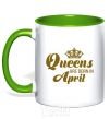 Mug with a colored handle April Queen kelly-green фото