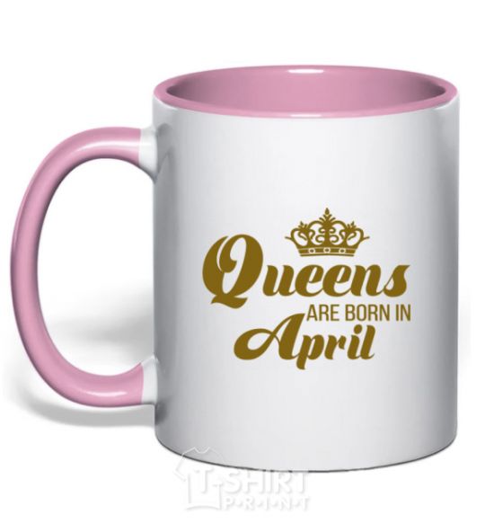 Mug with a colored handle April Queen light-pink фото