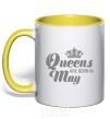 Mug with a colored handle May Queen yellow фото