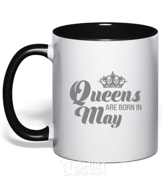 Mug with a colored handle May Queen black фото