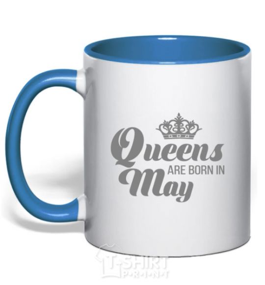 Mug with a colored handle May Queen royal-blue фото