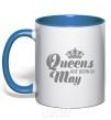 Mug with a colored handle May Queen royal-blue фото