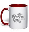 Mug with a colored handle May Queen red фото