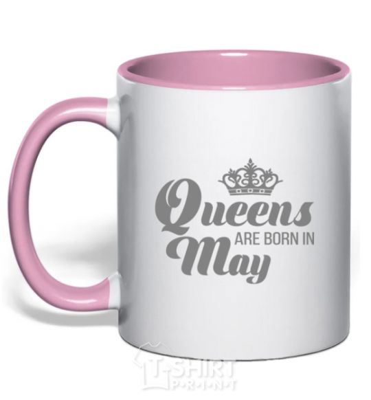 Mug with a colored handle May Queen light-pink фото