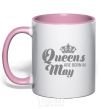 Mug with a colored handle May Queen light-pink фото