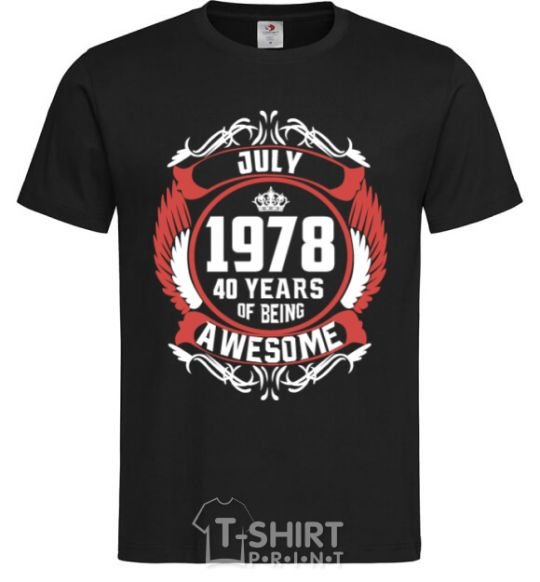 Мужская футболка July 1978 40 years of being Awesome Черный фото