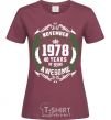 Women's T-shirt November 1978 40 years of being Awesome burgundy фото