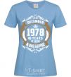 Women's T-shirt December 1978 40 years of being Awesome sky-blue фото
