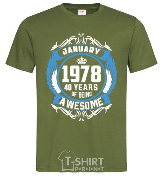 Men's T-Shirt January 1978 40 years of being Awesome millennial-khaki фото