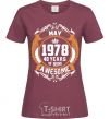 Women's T-shirt May 1978 40 years of being Awesome burgundy фото