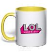 Mug with a colored handle Logo Lol surprise yellow фото