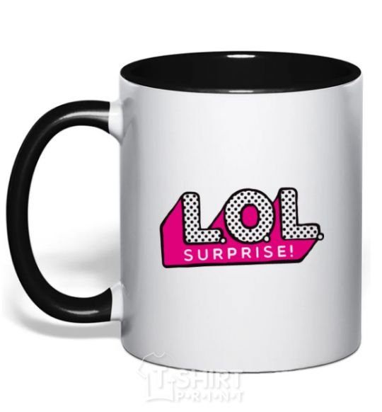 Mug with a colored handle Logo Lol surprise black фото