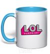 Mug with a colored handle Logo Lol surprise sky-blue фото