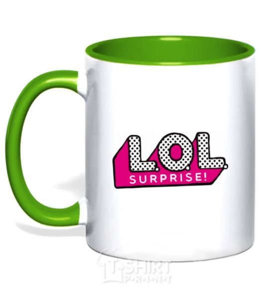 Mug with a colored handle Logo Lol surprise kelly-green фото