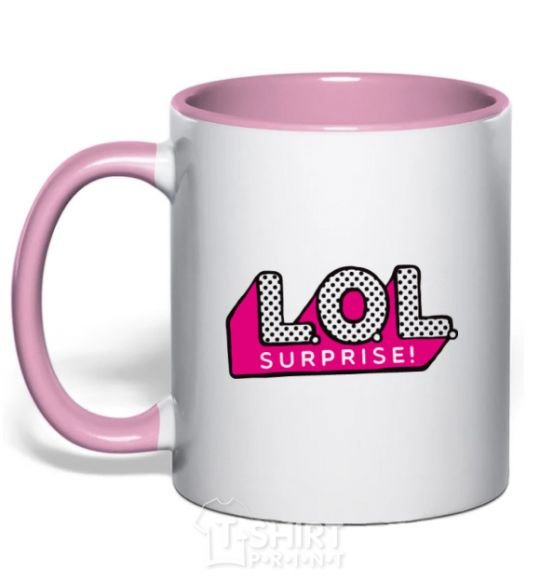 Mug with a colored handle Logo Lol surprise light-pink фото