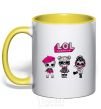 Mug with a colored handle Lol surprise three dolls yellow фото