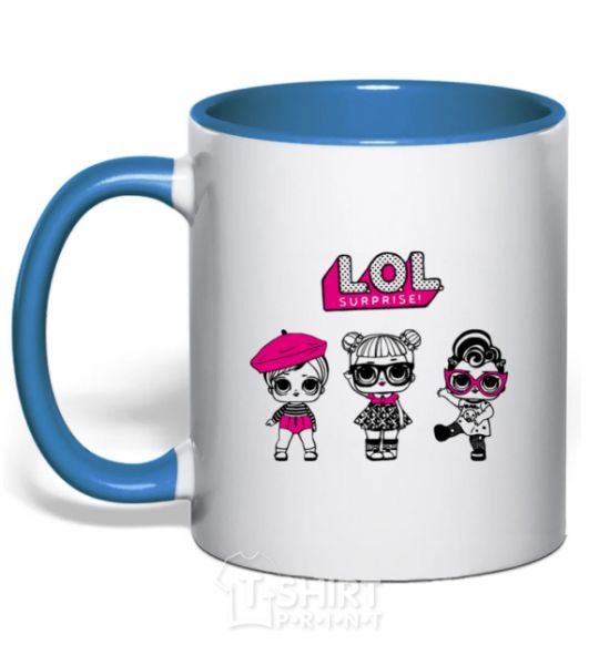 Mug with a colored handle Lol surprise three dolls royal-blue фото